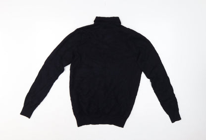 Skøvde Men’s Black M Pure Merino Wool Collared Henley Jumper