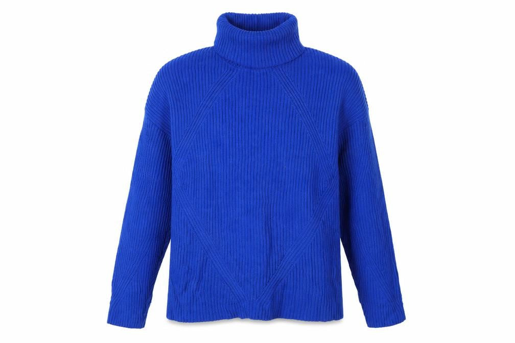 Marks & Spencer Women’s Blue M Cable Knit Roll Neck Pullover Jumper