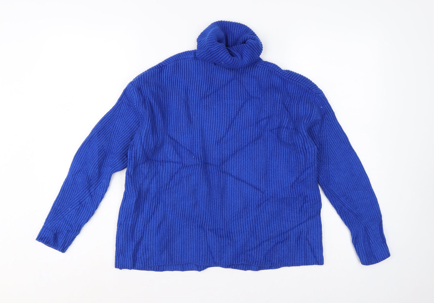 Marks & Spencer Women’s Blue M Cable Knit Roll Neck Pullover Jumper