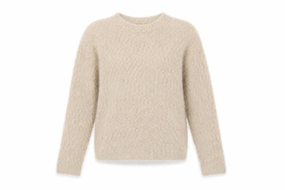 Marks & Spencer Women Beige Size S Fuzzy Knit Crew Neck Jumper