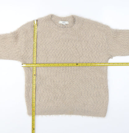 Marks & Spencer Women Beige Size S Fuzzy Knit Crew Neck Jumper