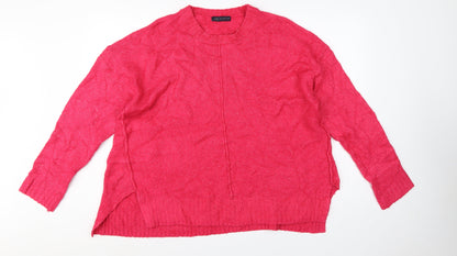 Marks and Spencer Women Red XL Crew Neck Knit Pullover Jumper