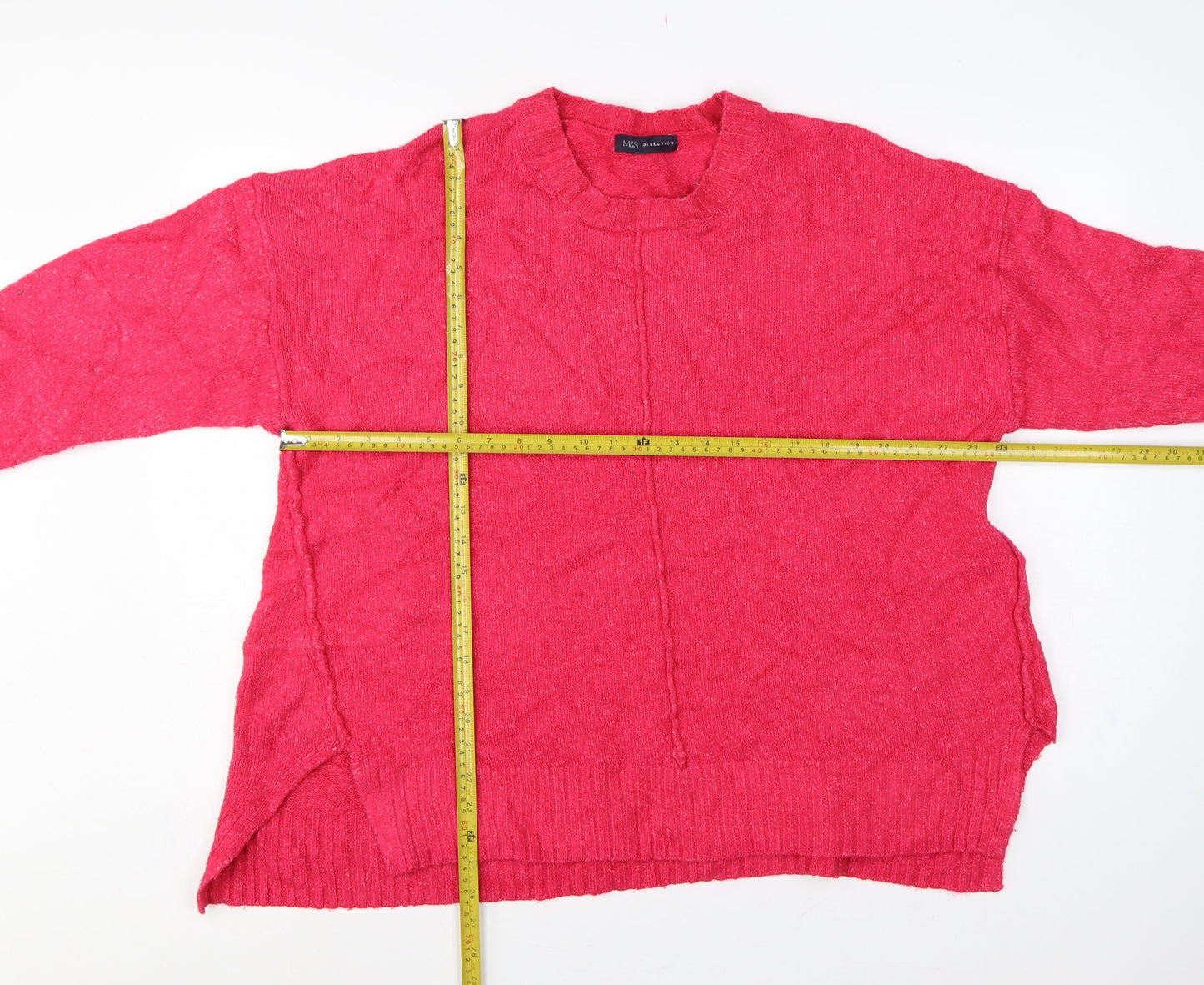 Marks and Spencer Women Red XL Crew Neck Knit Pullover Jumper