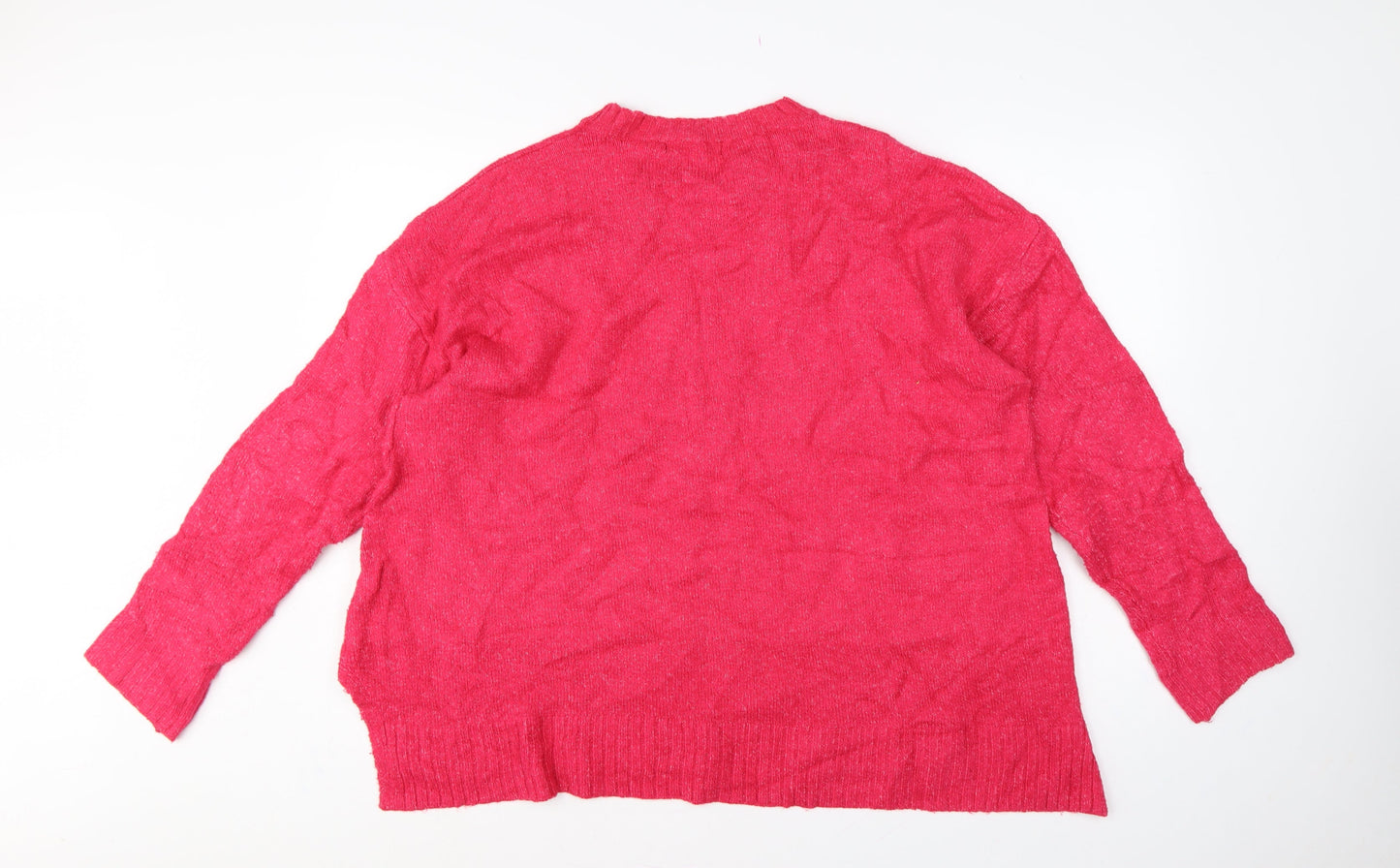 Marks and Spencer Women Red XL Crew Neck Knit Pullover Jumper