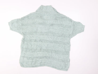 Joie Women’s Blue UK 20 Open Knit Collared Short Sleeve Jumper