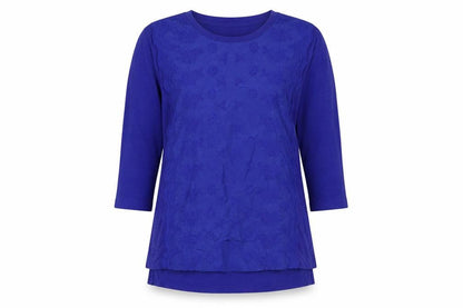 Marks & Spencer Women Blue UK 12 Embroidered Floral Linen Blend Tunic Top