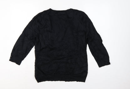 Per Una Women’s Black UK 14 Lace Beaded Button Cardigan 3/4 Sleeve