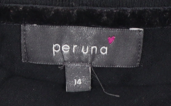 Per Una Women’s Black UK 14 Lace Beaded Button Cardigan 3/4 Sleeve
