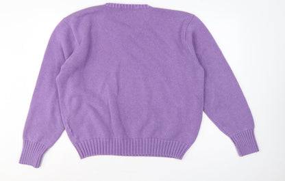 Polo Ralph Lauren Women Purple XL Cotton V-Neck Logo Pullover Jumper