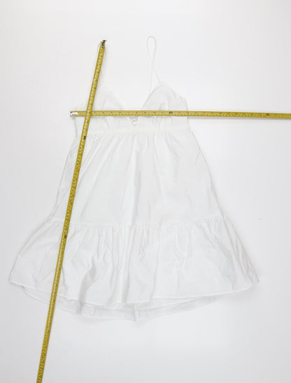 Zara Women White M Fit & Flare Strappy Backless Ruffle Mini Dress