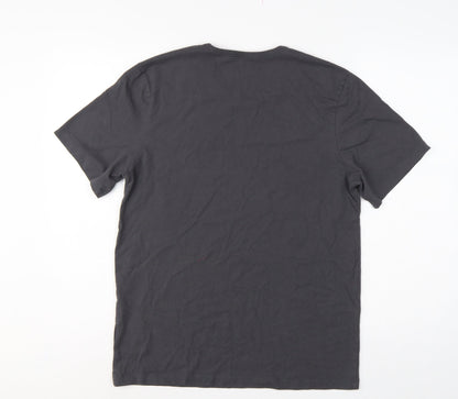 BOSS Mens Black L Logo Cotton Crew Neck Short Sleeve T-Shirt