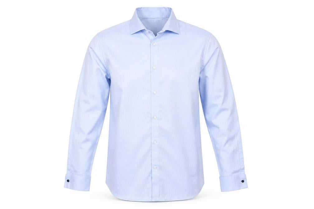 Marks and Spencer Men Blue L 17in Slim Herringbone Cotton Dress Shirt