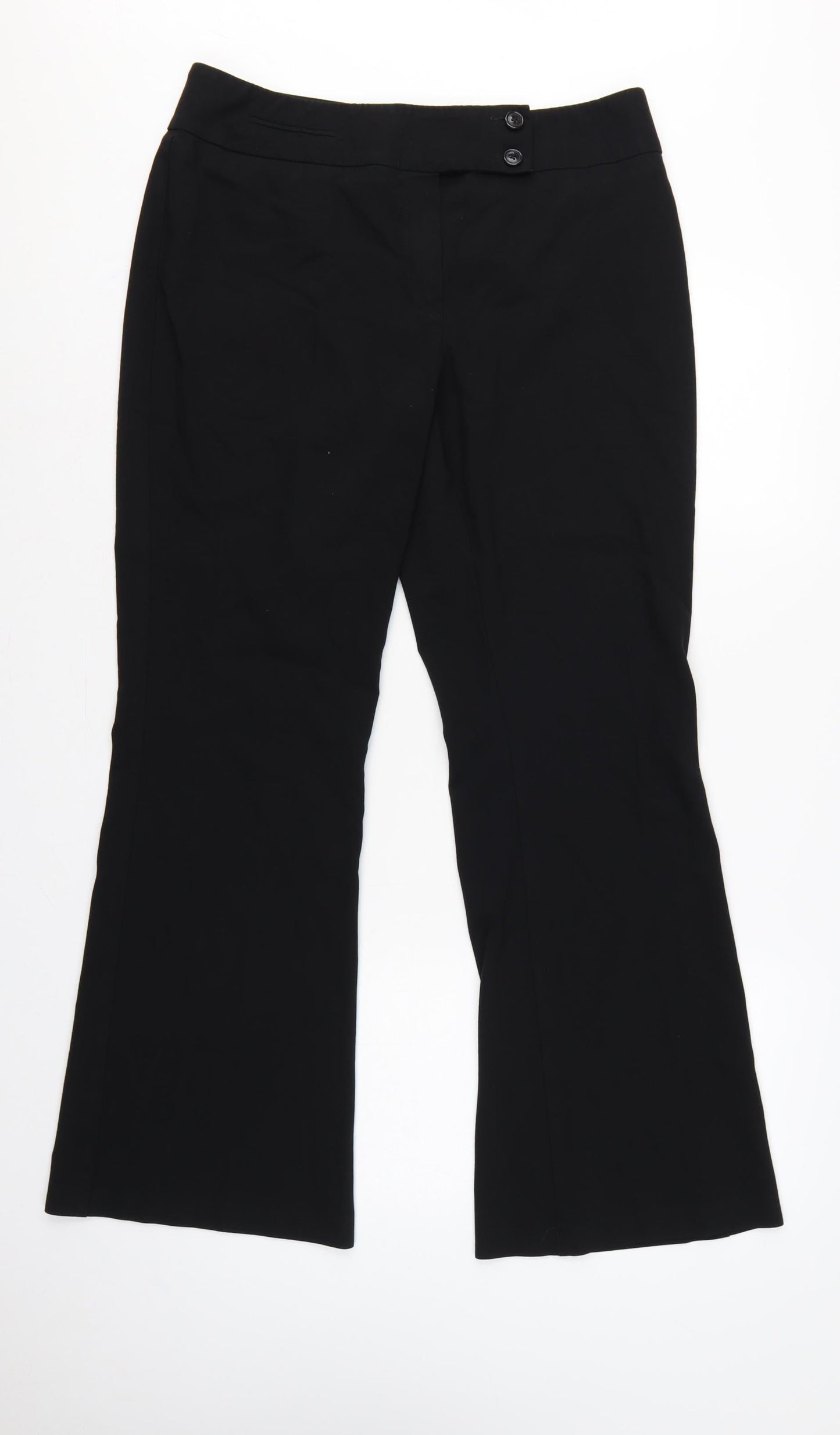 Marks & Spencer Women Black UK 16 Long Flared Dress Trousers