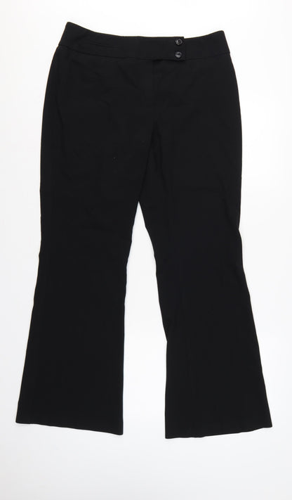 Marks & Spencer Women Black UK 16 Long Flared Dress Trousers