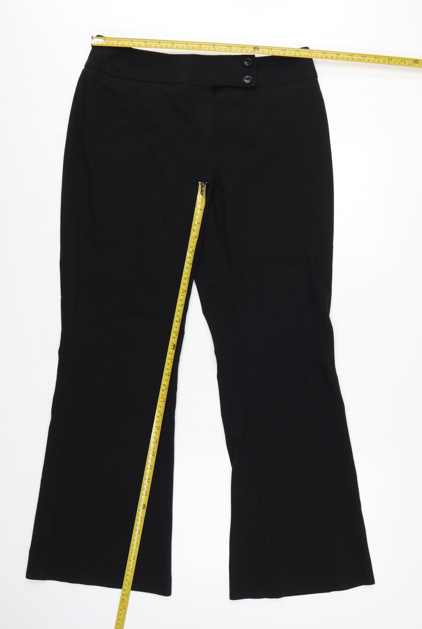 Marks & Spencer Women Black UK 16 Long Flared Dress Trousers