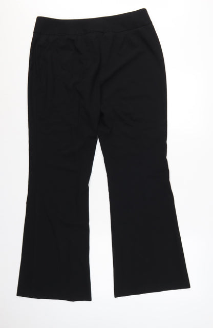Marks & Spencer Women Black UK 16 Long Flared Dress Trousers