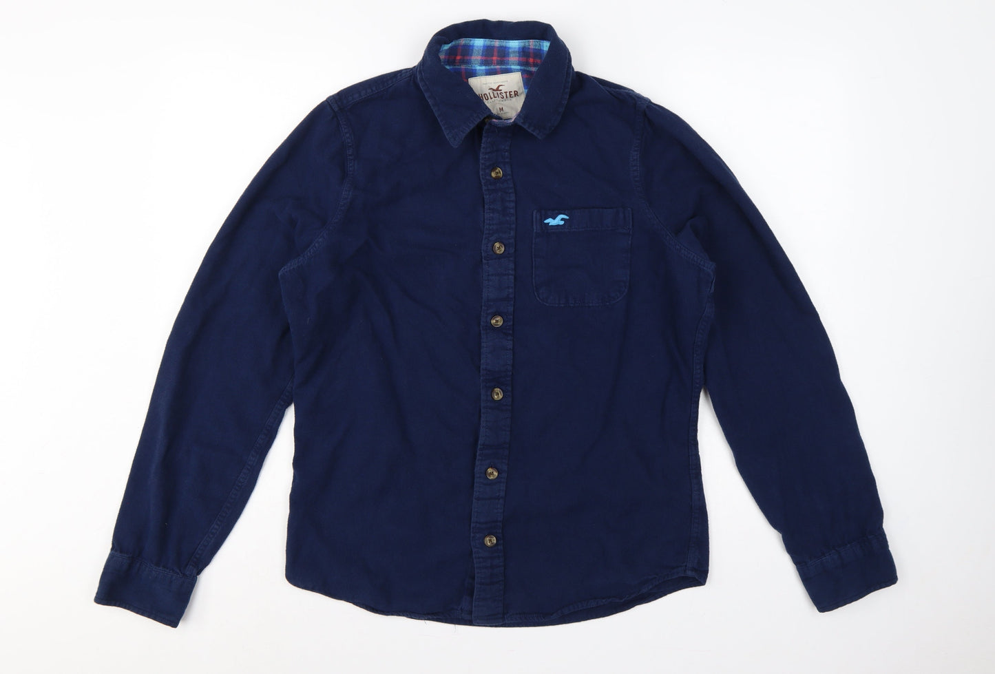 Hollister Men’s Blue M Cotton Long Sleeve Button-Up Shirt Pocket