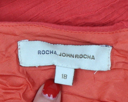 Rocha John Rocha Women Red Size 18 Cotton Embroidered Sequin Maxi Dress