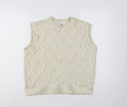 Marks & Spencer Women Ivory M Cable Knit Sleeveless Jumper Vest