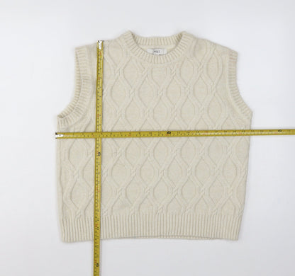 Marks & Spencer Women Ivory M Cable Knit Sleeveless Jumper Vest