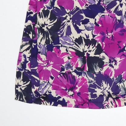 Laura Ashley Women Purple Floral UK 16 Knee Length Sheath Dress
