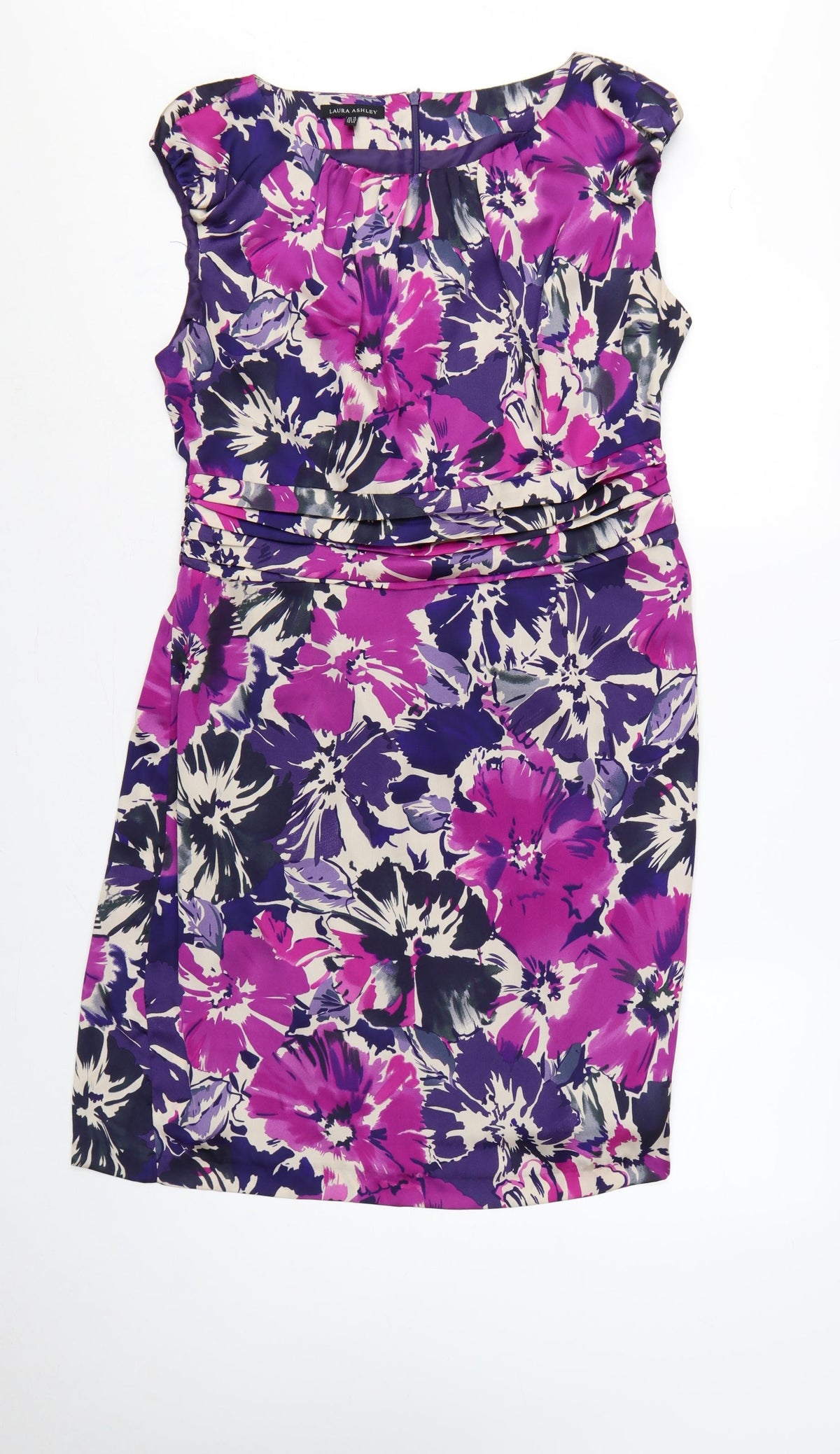 Laura Ashley Women Purple Floral UK 16 Knee Length Sheath Dress