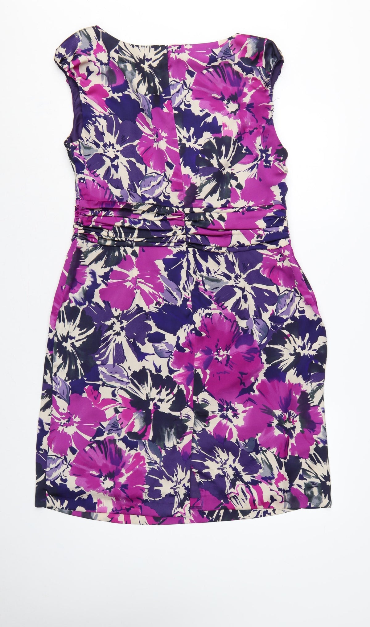 Laura Ashley Women Purple Floral UK 16 Knee Length Sheath Dress