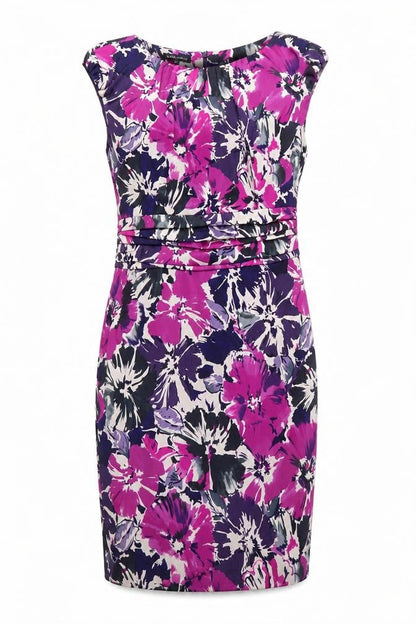 Laura Ashley Women Purple Floral UK 16 Knee Length Sheath Dress