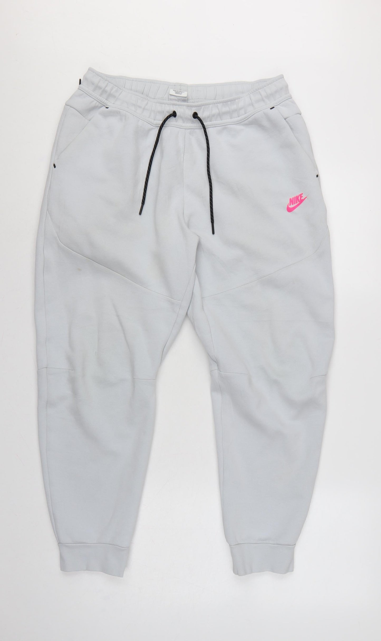 Nike Women Grey Pink Logo Tech Fleece Jogger Trousers L