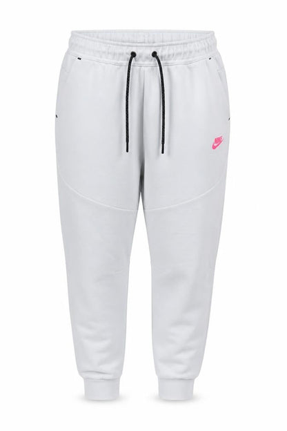 Nike Women Grey Pink Logo Tech Fleece Jogger Trousers L