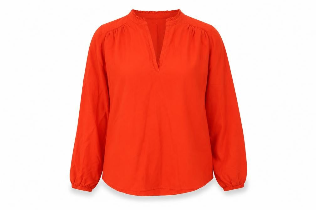 Marks & Spencer Women Orange UK 6 Ruffle High Neck Long Sleeve Blouse