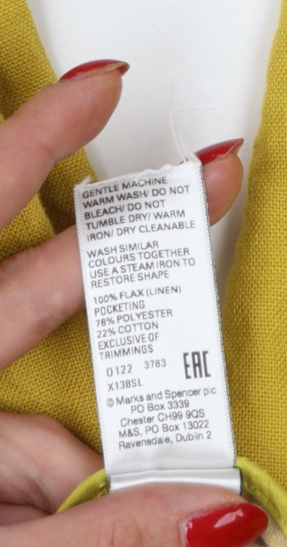 Marks and Spencer Autograph Women Yellow Linen Straight Trousers UK 18