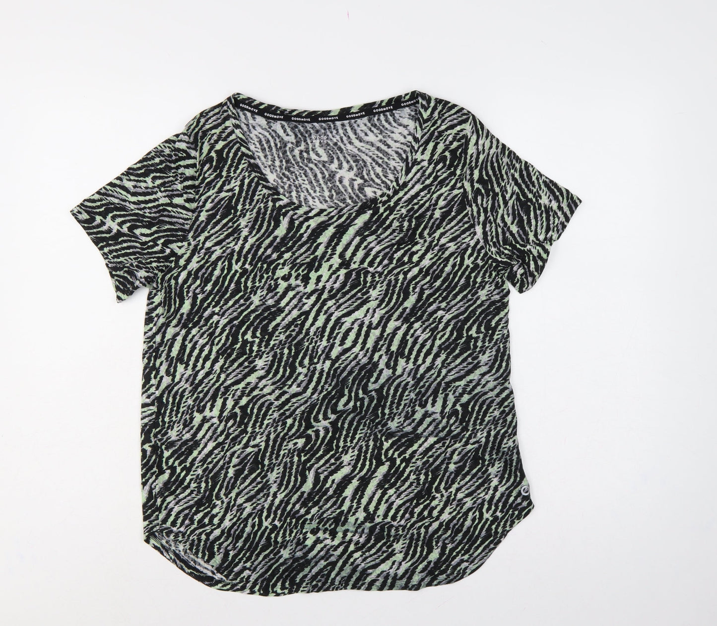 Marks & Spencer Women Green Animal Print Size 14 Wrap V-Neck Top