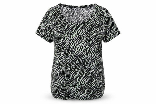 Marks & Spencer Women Green Animal Print Size 14 Wrap V-Neck Top