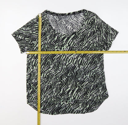 Marks & Spencer Women Green Animal Print Size 14 Wrap V-Neck Top