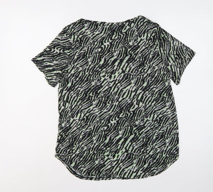 Marks & Spencer Women Green Animal Print Size 14 Wrap V-Neck Top