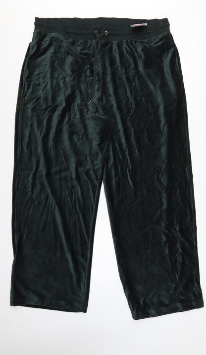 Marks & Spencer Women Green Size 22 Wide Leg Velour Joggers