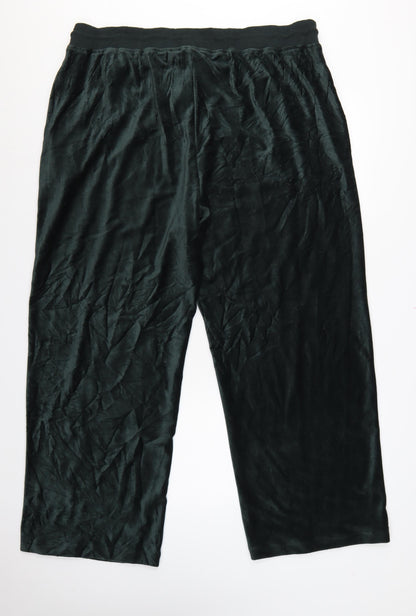 Marks & Spencer Women Green Size 22 Wide Leg Velour Joggers