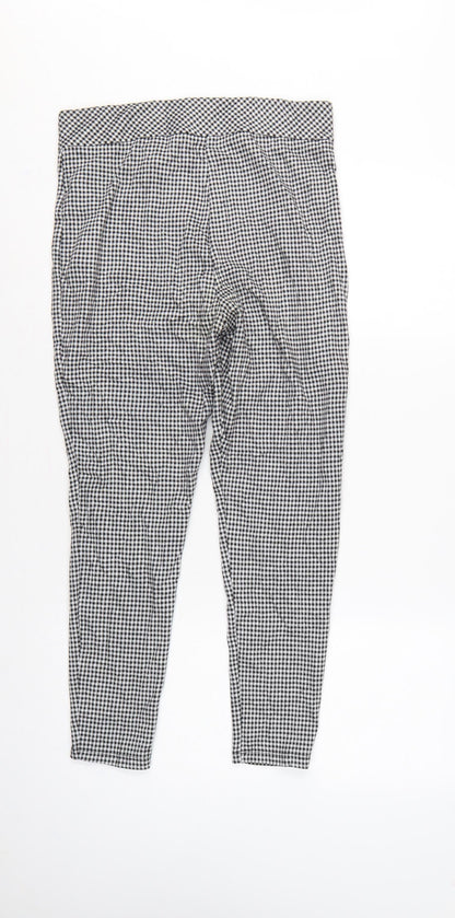 Marks and Spencer Women Black Check Zip Pocket Leggings UK 12 Short