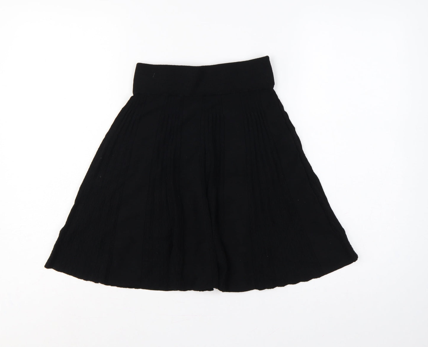 Oasis Women Black XS Flared Knit Knee Length High Rise Skirt