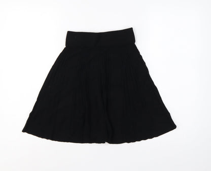 Oasis Women Black XS Flared Knit Knee Length High Rise Skirt