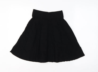 Oasis Women Black XS Flared Knit Knee Length High Rise Skirt