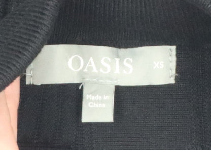 Oasis Women Black XS Flared Knit Knee Length High Rise Skirt