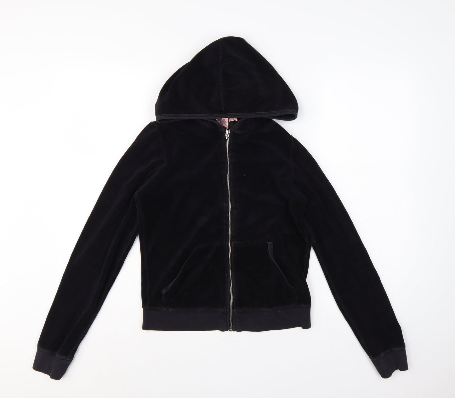 Juicy Couture Women’s Black M Velour Full Zip Hooded Hoodie