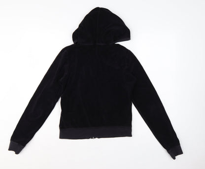 Juicy Couture Women’s Black M Velour Full Zip Hooded Hoodie
