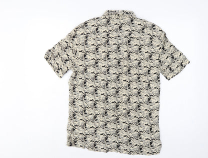 AllSaints Men’s M Multicoloured Geometric Viscose Short Sleeve Shirt