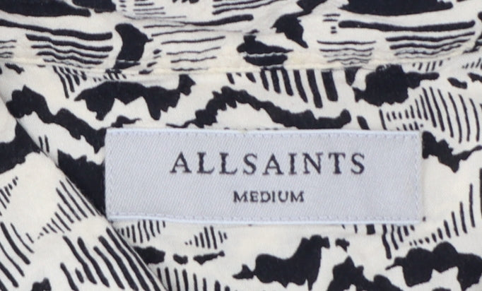 AllSaints Men’s M Multicoloured Geometric Viscose Short Sleeve Shirt