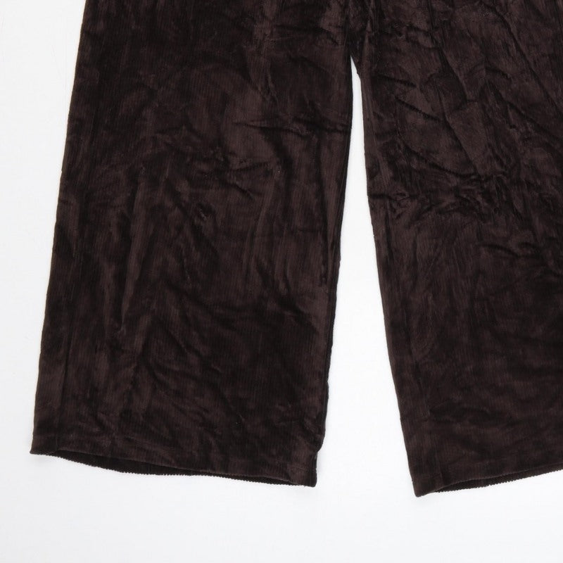 Marks & Spencer Women Brown UK 12 Wide Leg Corduroy Trousers