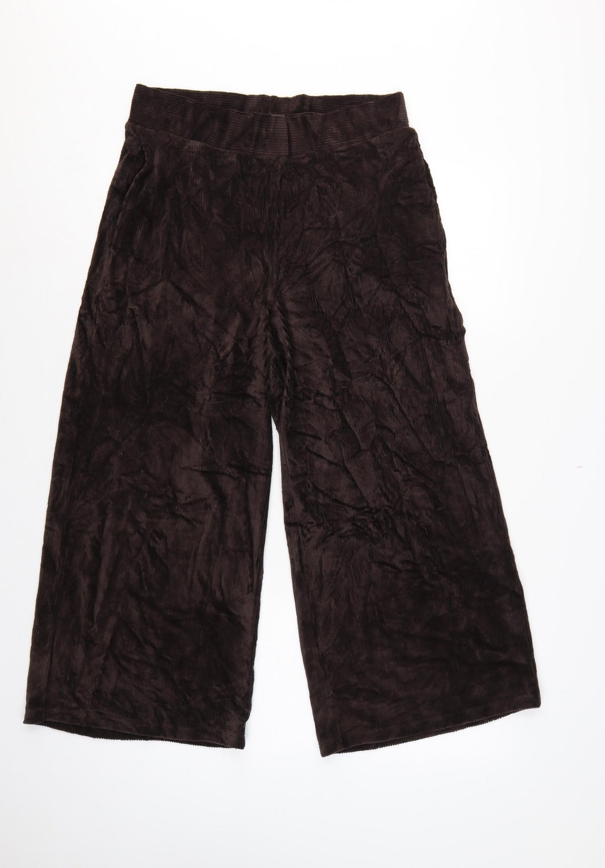 Marks & Spencer Women Brown UK 12 Wide Leg Corduroy Trousers
