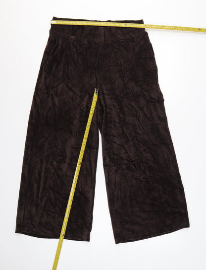 Marks & Spencer Women Brown UK 12 Wide Leg Corduroy Trousers